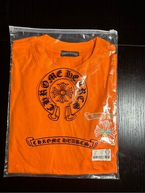 Chr@me He@rts Orange Graphic Crewneck Tee